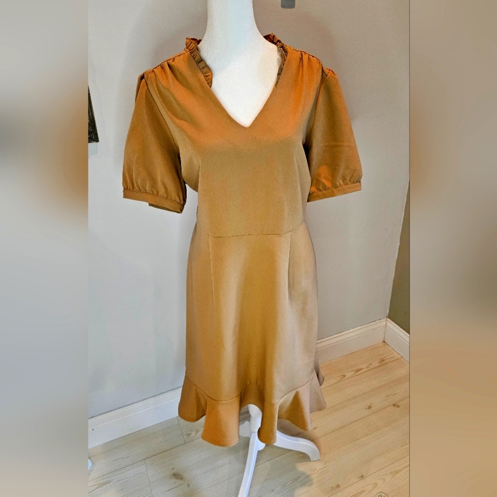 Nanette Lepore Tan Ruffle Dress